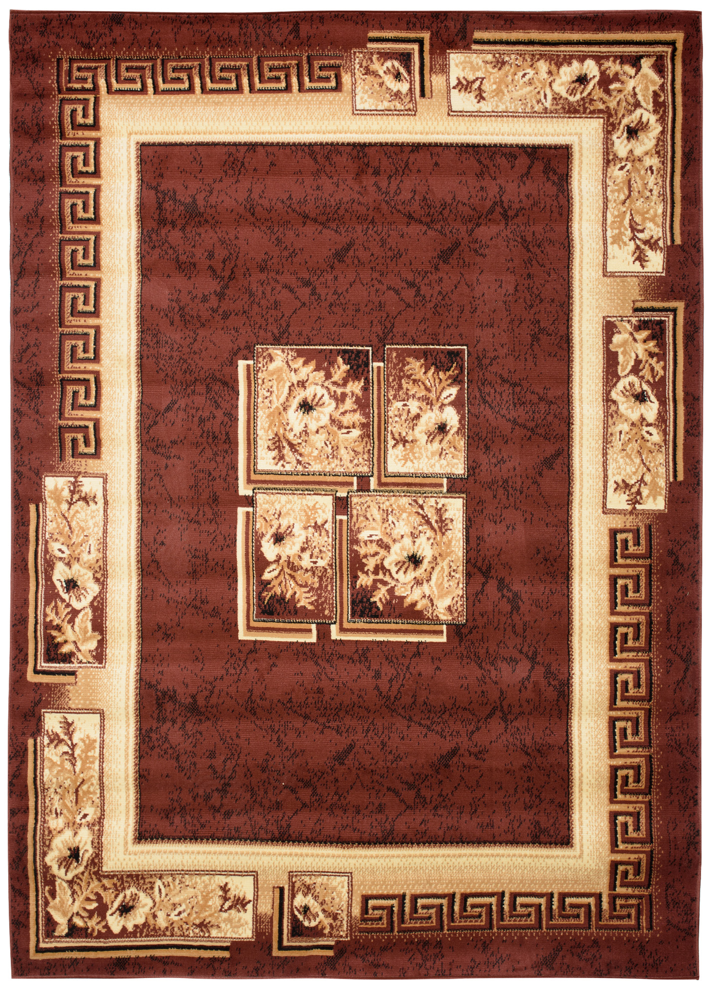 Tapis Atlas Marron Beige Classique Bordure