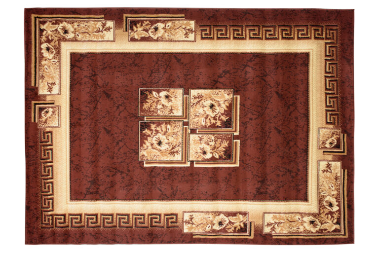 Tapis Atlas Marron Beige Classique Bordure