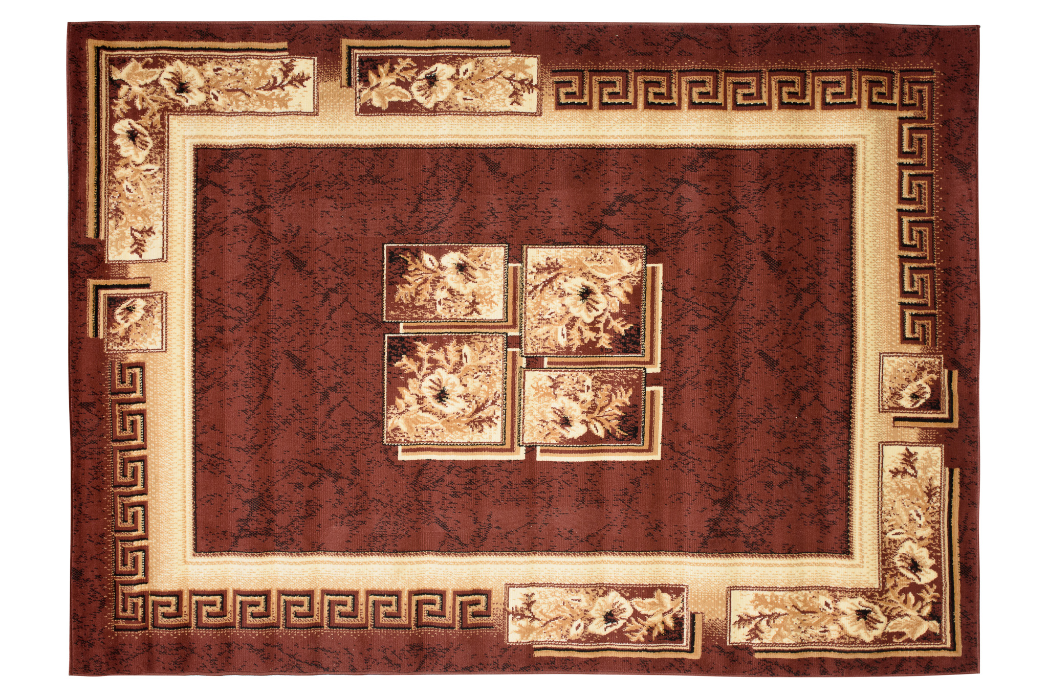 Tapis Atlas Marron Beige Classique Bordure