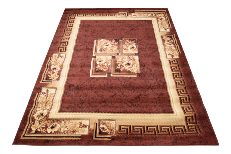 Tapis Atlas Marron Beige Classique Bordure