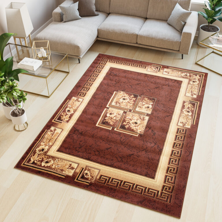 Tapis Atlas Marron Beige Classique Bordure
