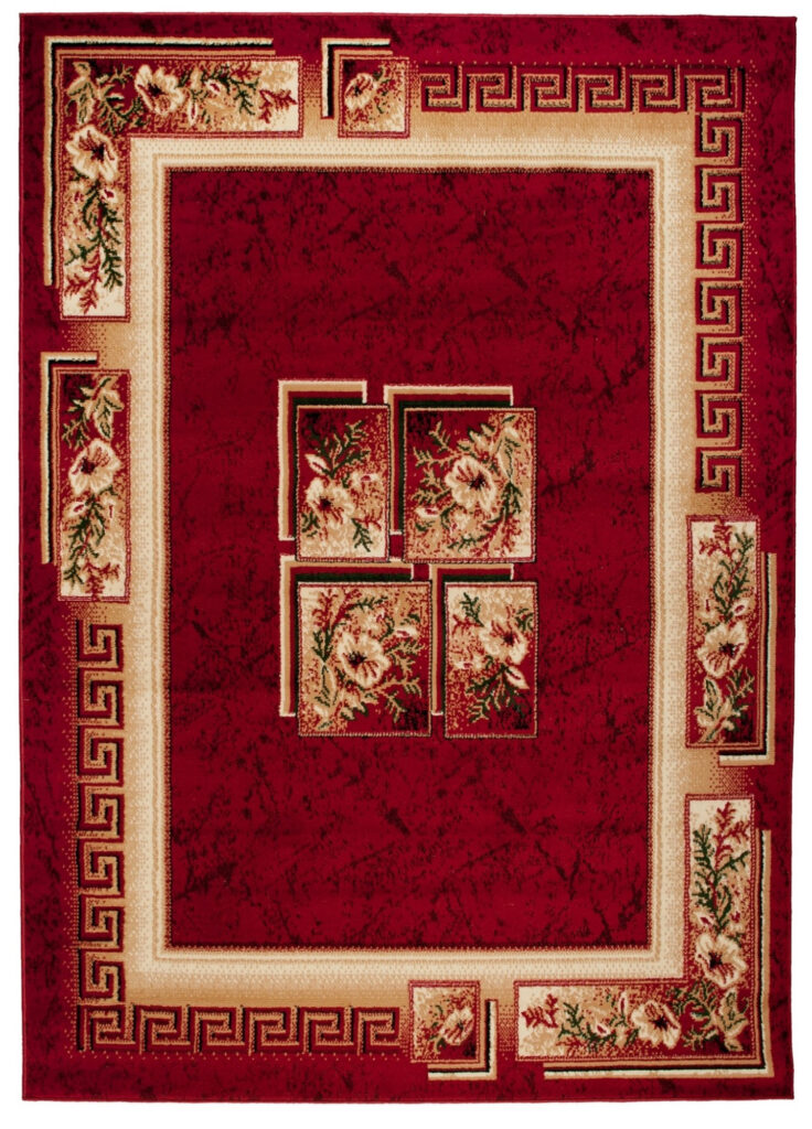 Tapis Atlas Rouge Beige Classique Bordure