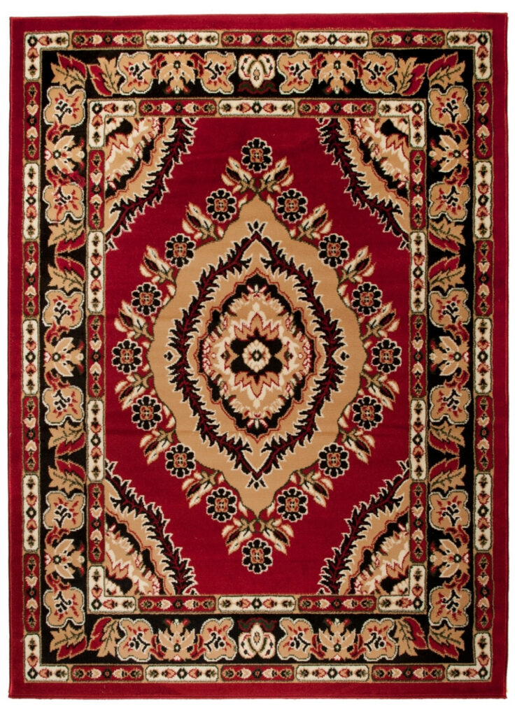 Tapis Atlas Rouge Beige Traditionnel Rosace