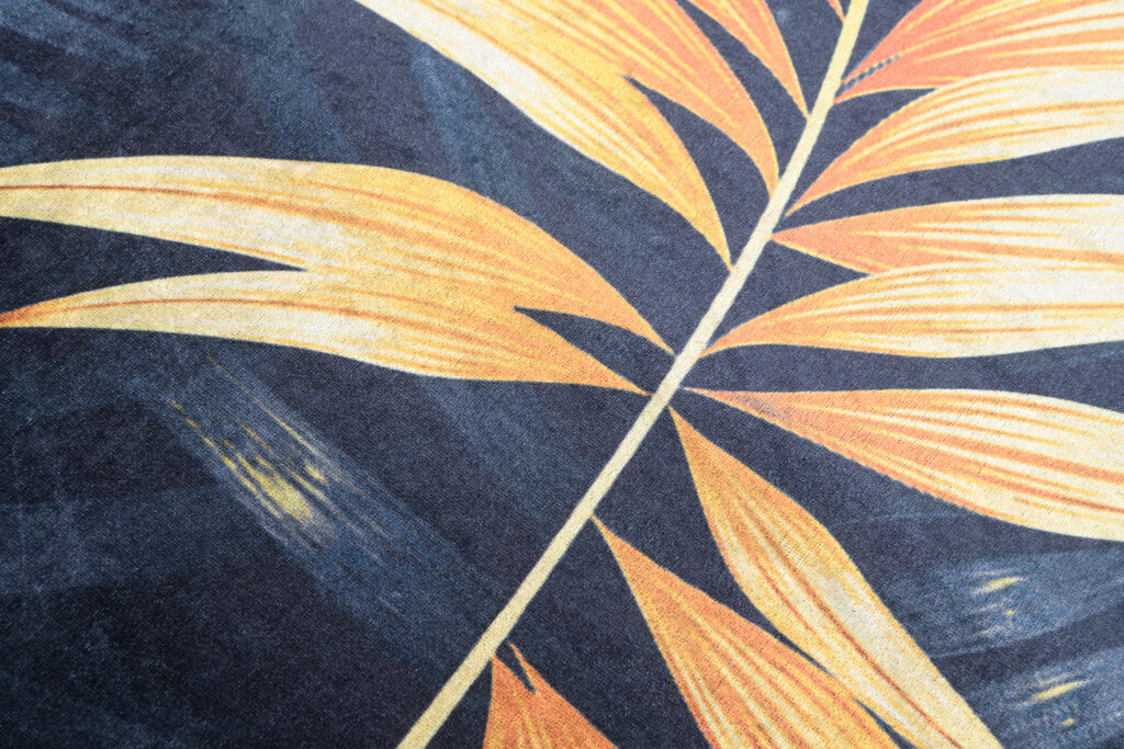 Tapis Toscana Moderne Bleu Motif Feuilles de Monstère