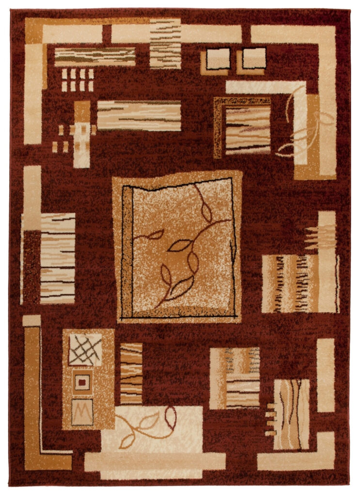 Tapis Atlas Marron Beige Géométrique Feuilles