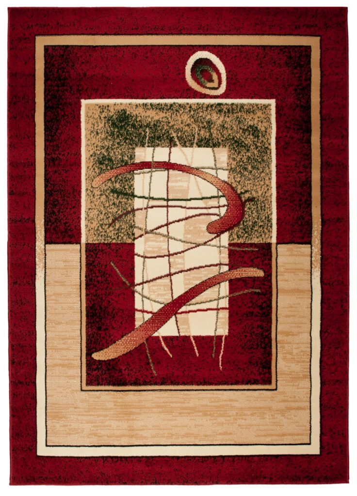 Tapis Atlas Rouge Beige Abstrait Bordure
