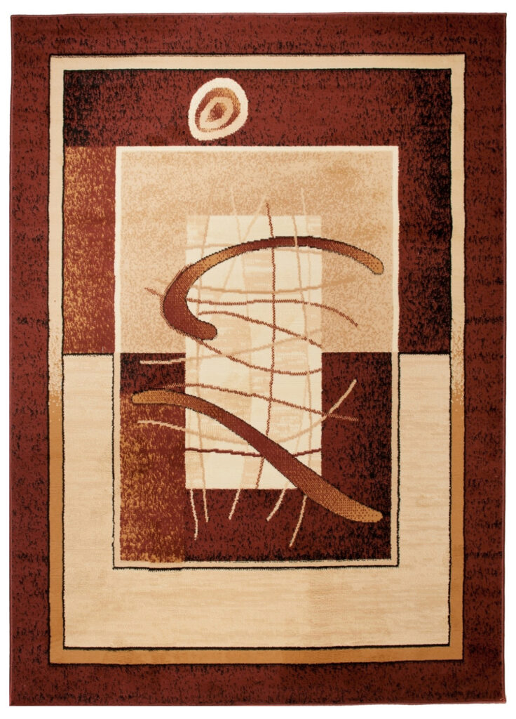 Tapis Atlas Marron Beige Abstrait Bordure