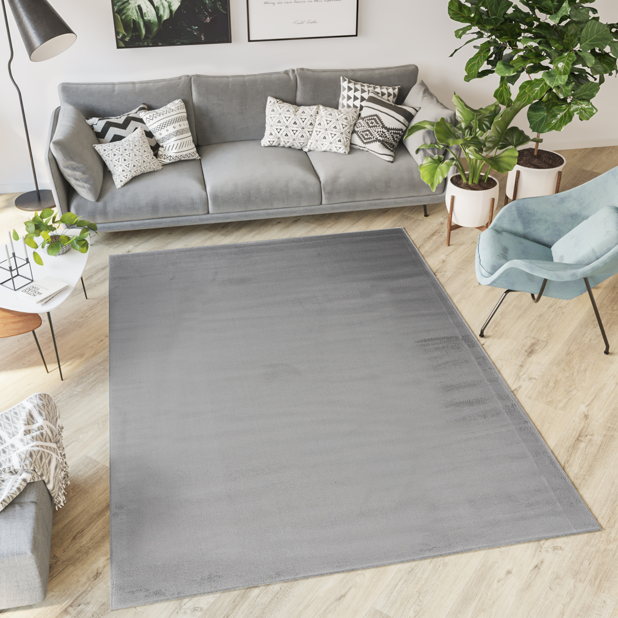 Tapis Luxury Gris Uni Poils Courts