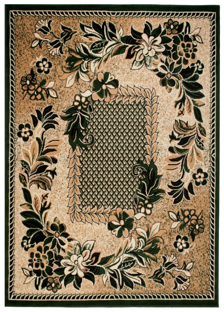 Tapis Atlas Beige Vert Moderne Floral