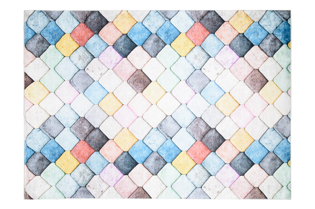 Tapis Toscana Géométrique Couleurs Pastels Carrés