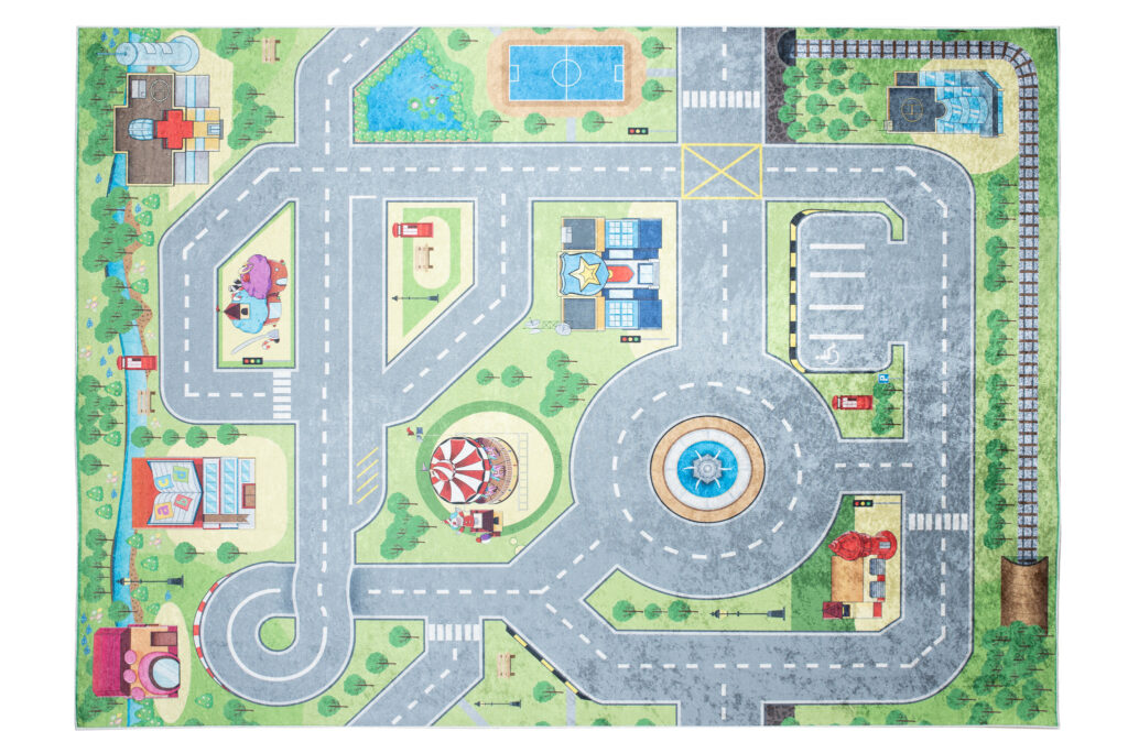 Tapis Emma Antidérapant Lavable Vert Gris Route
