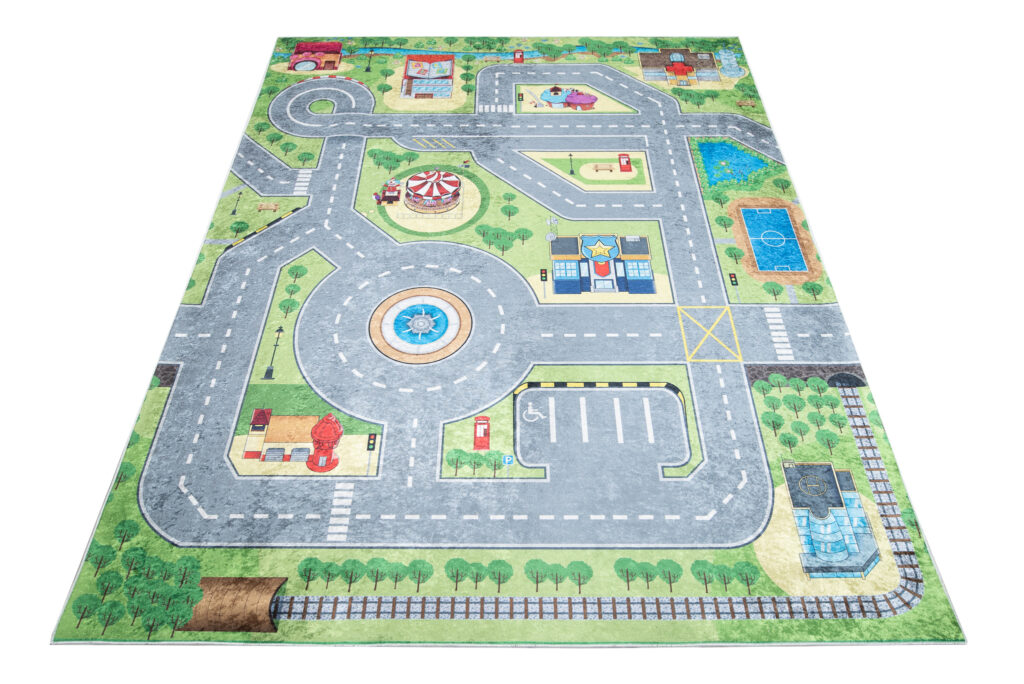 Tapis Emma Antidérapant Lavable Vert Gris Route