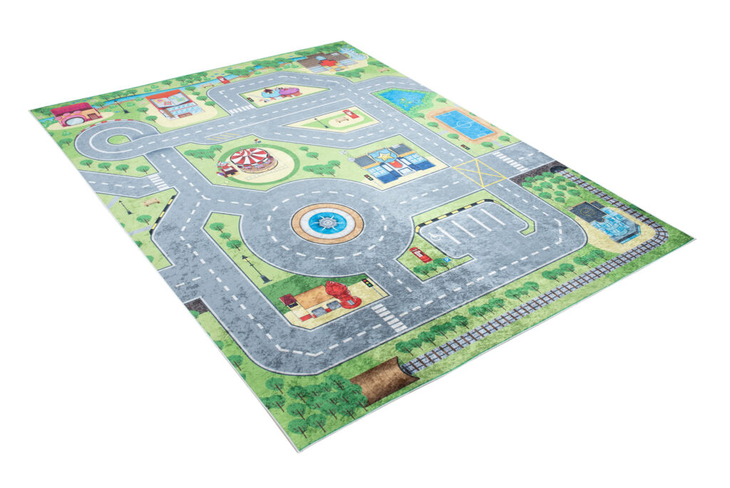 Tapis Emma Antidérapant Lavable Vert Gris Route