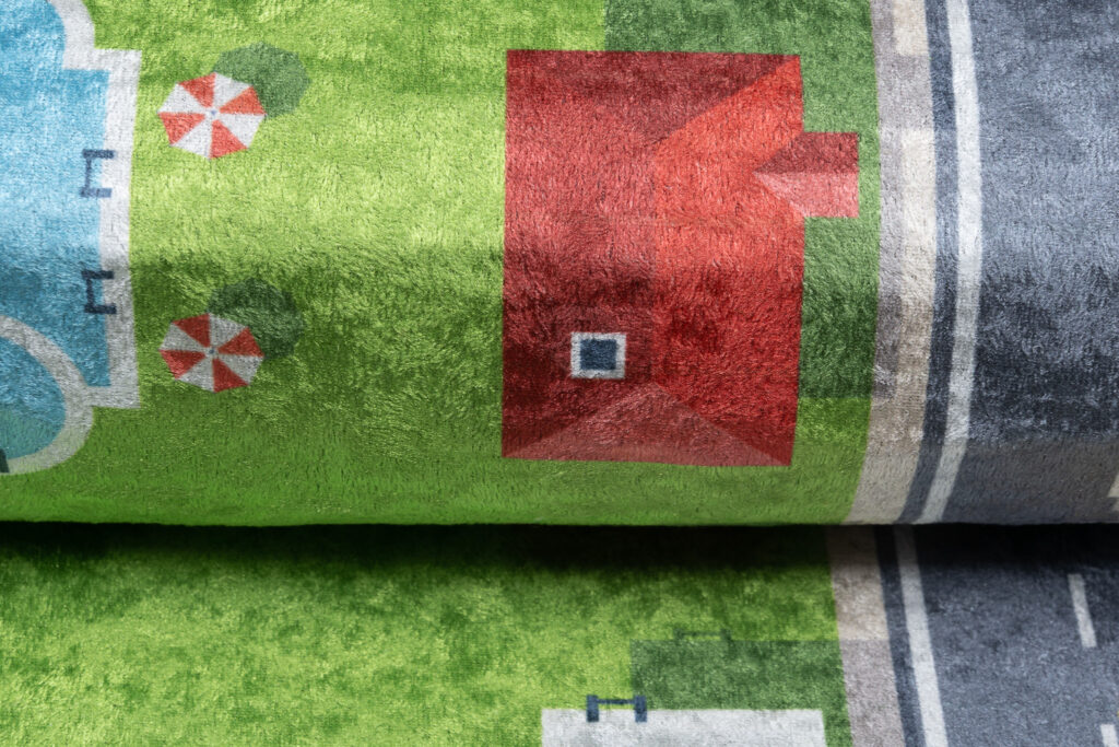 Tapis Emma Enfant Vert Gris Ville Antidérapant