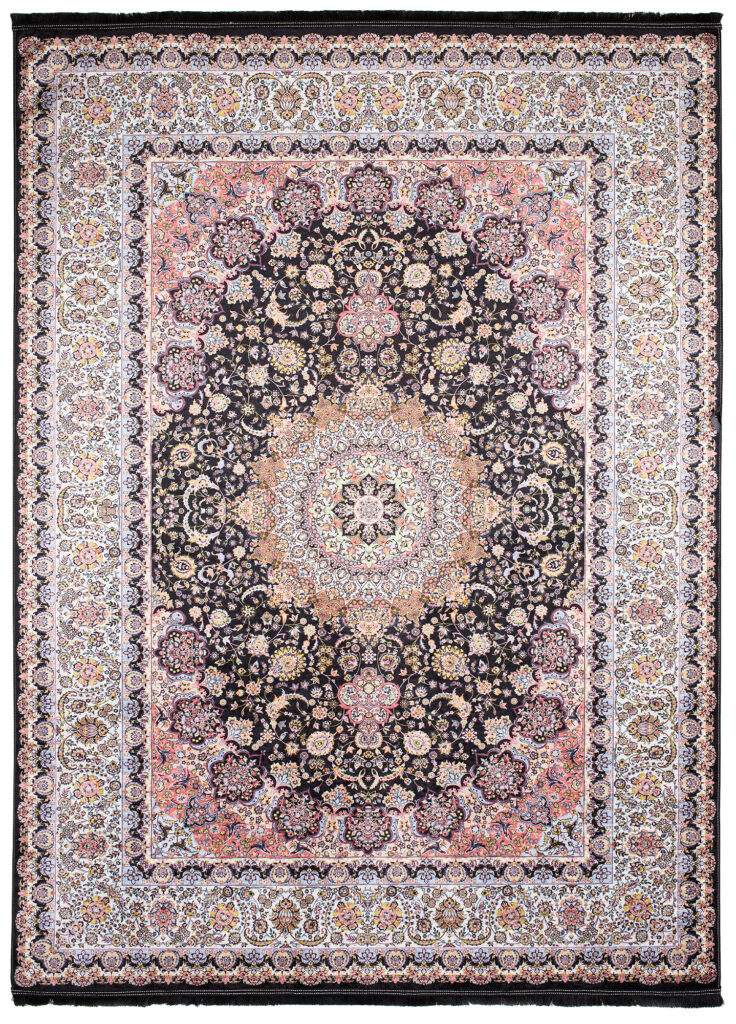 Tapis Victoria à Franges Foncé Grande Rosace