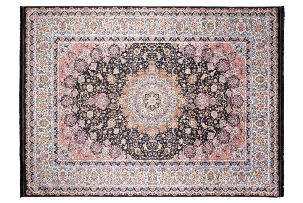 Tapis Victoria à Franges Foncé Grande Rosace