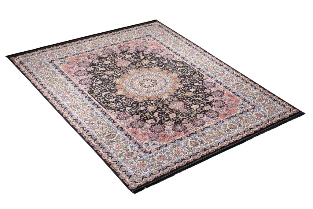 Tapis Victoria à Franges Foncé Grande Rosace