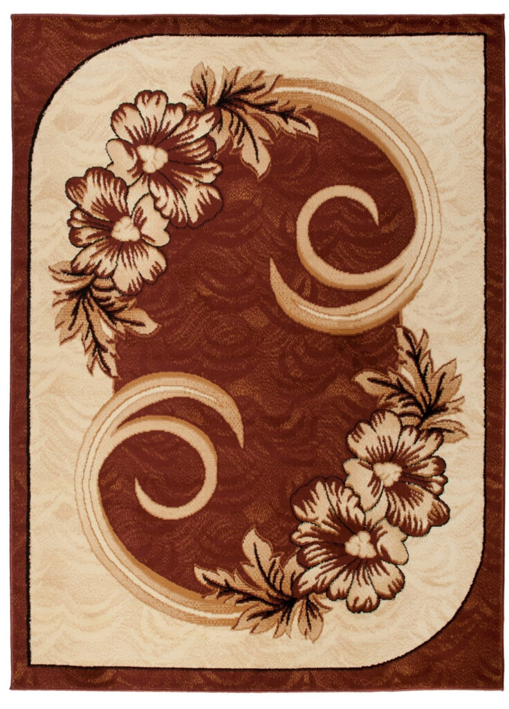 Tapis Atlas Marron Beige Classique Floral