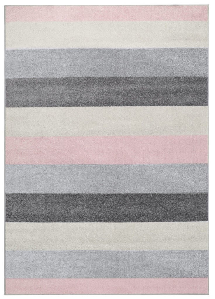 Tapis Lazur Gris Rose Géométrique Lignes