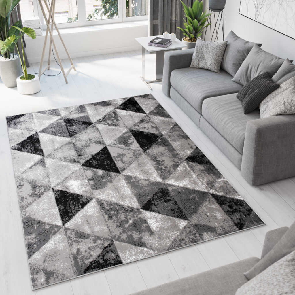 Tapis Luxury Gris Géométrique Triangles