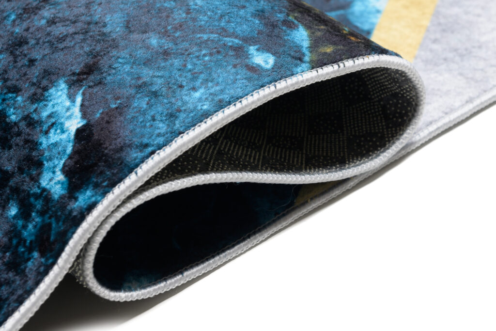 Tapis Toscana Bleu Gris Or Marbre Antidérapant