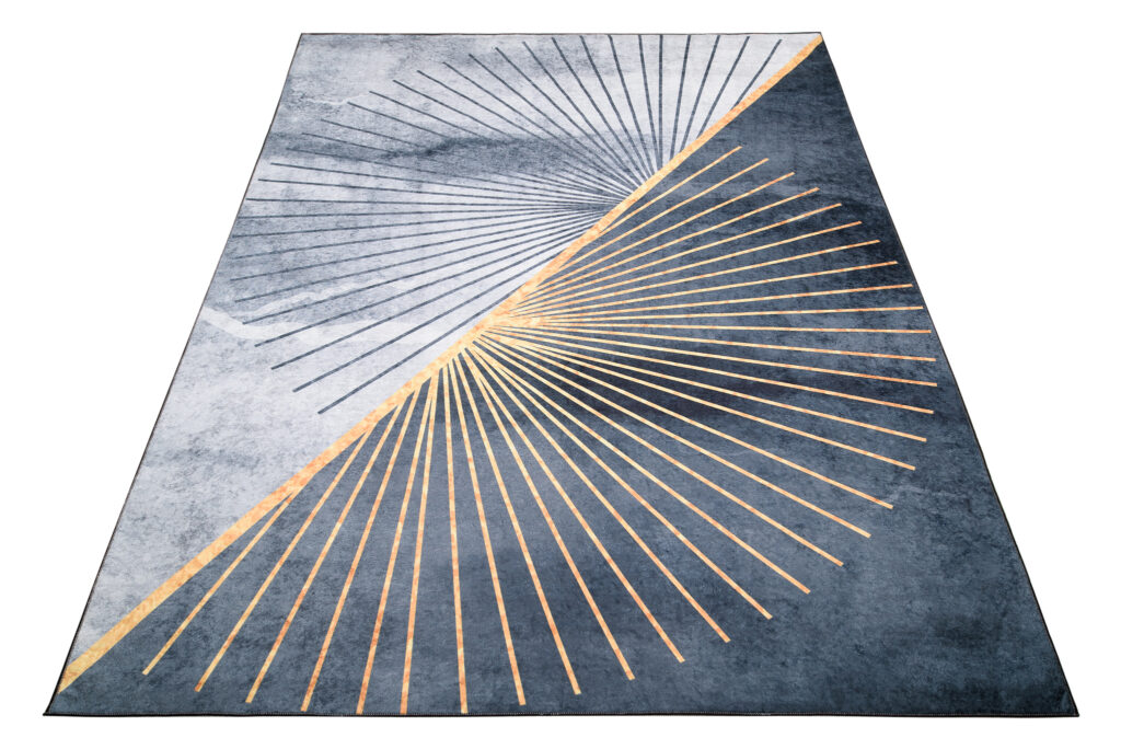 Tapis Toscana Gris Or Rayons Antidérapant