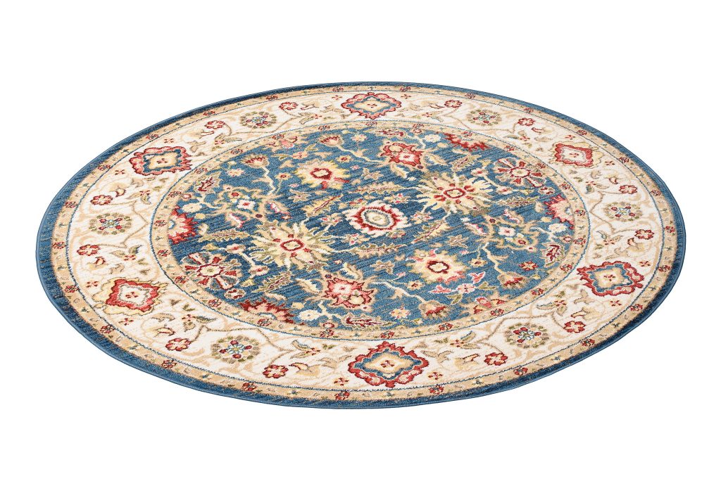 Tapis Rivoli Rond Bleu Crème Traditionnel