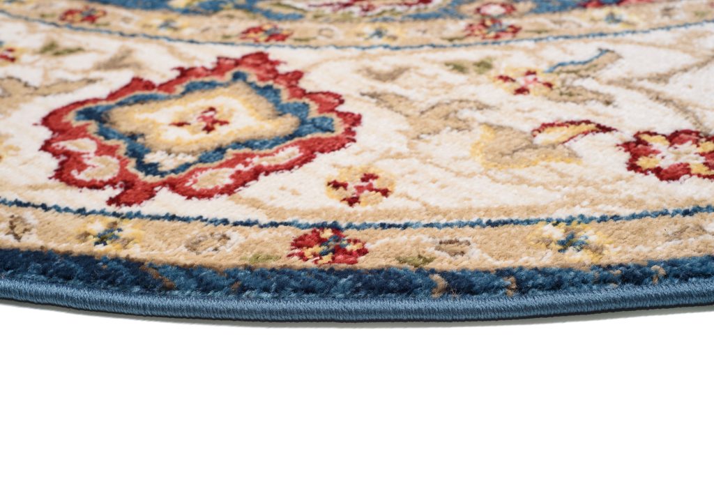 Tapis Rivoli Rond Bleu Crème Traditionnel