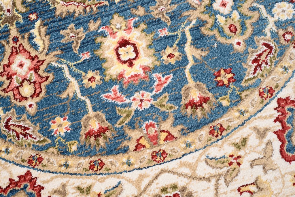 Tapis Rivoli Rond Bleu Crème Traditionnel