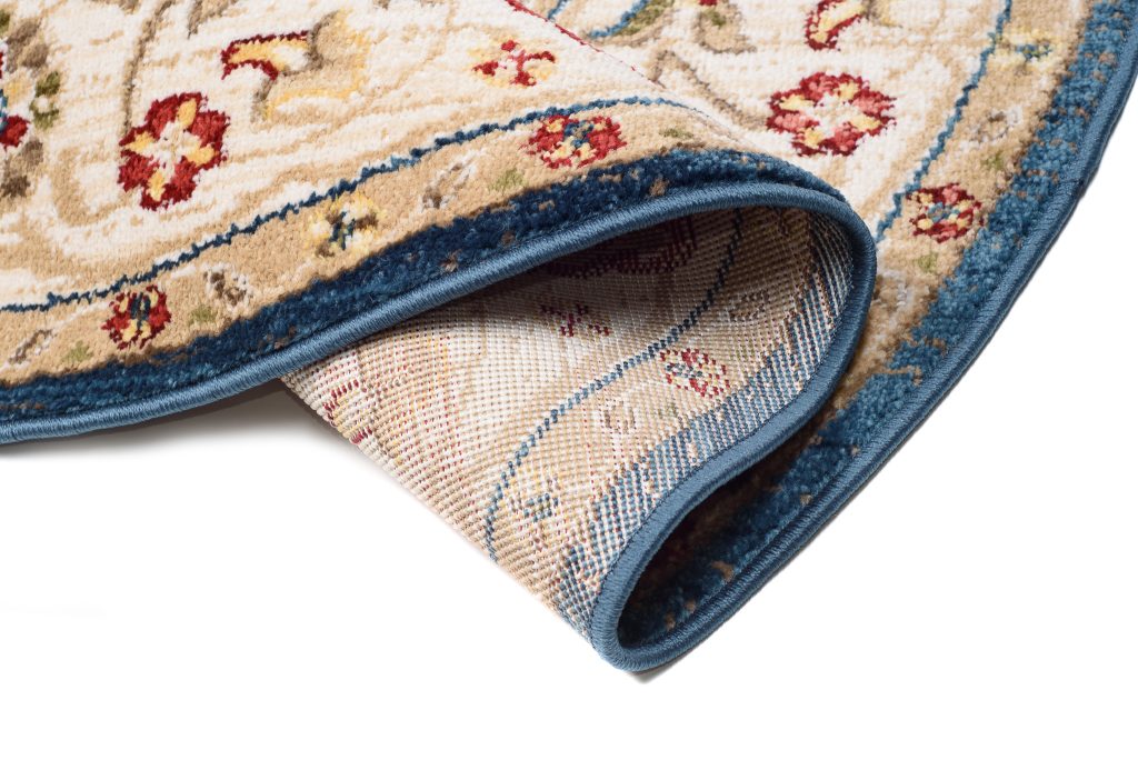 Tapis Rivoli Rond Bleu Crème Traditionnel