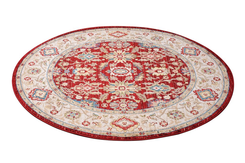 Tapis Rivoli Rond Rouge Crème Traditionnel