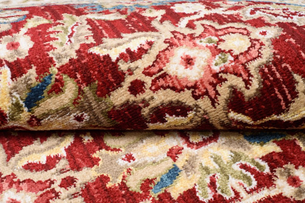 Tapis Rivoli Rond Rouge Crème Traditionnel