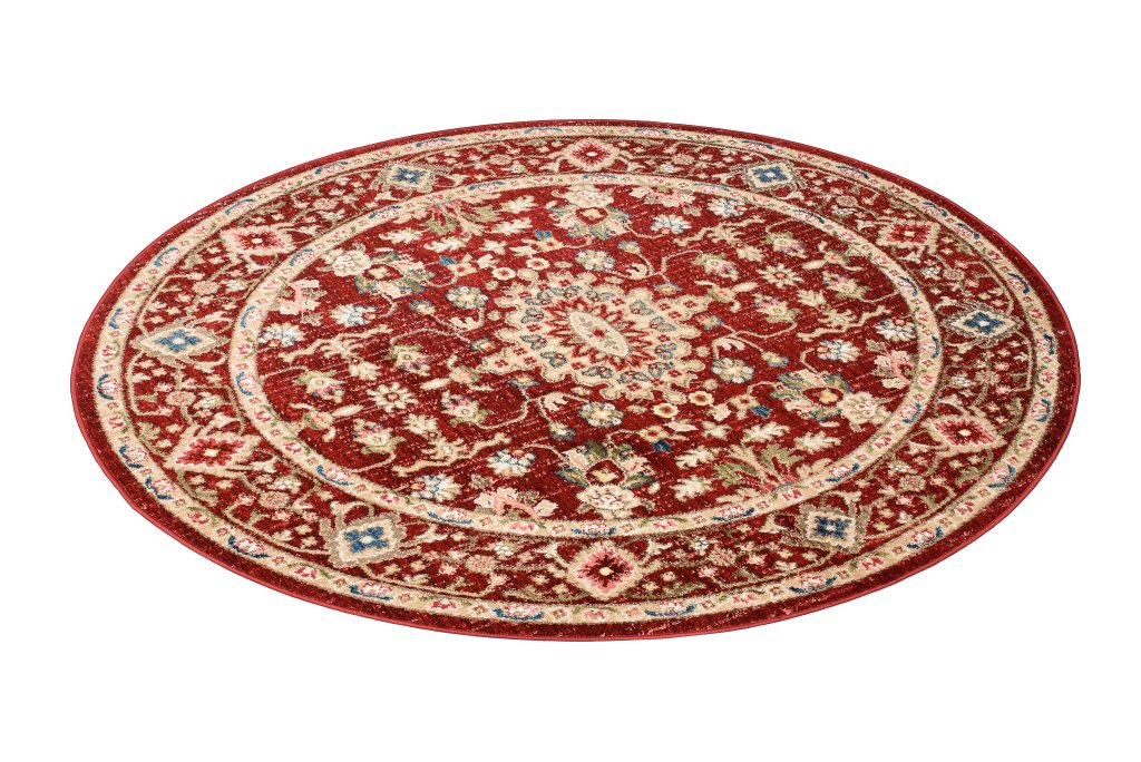 Tapis Rivoli Rond Rouge Crème Ornamental
