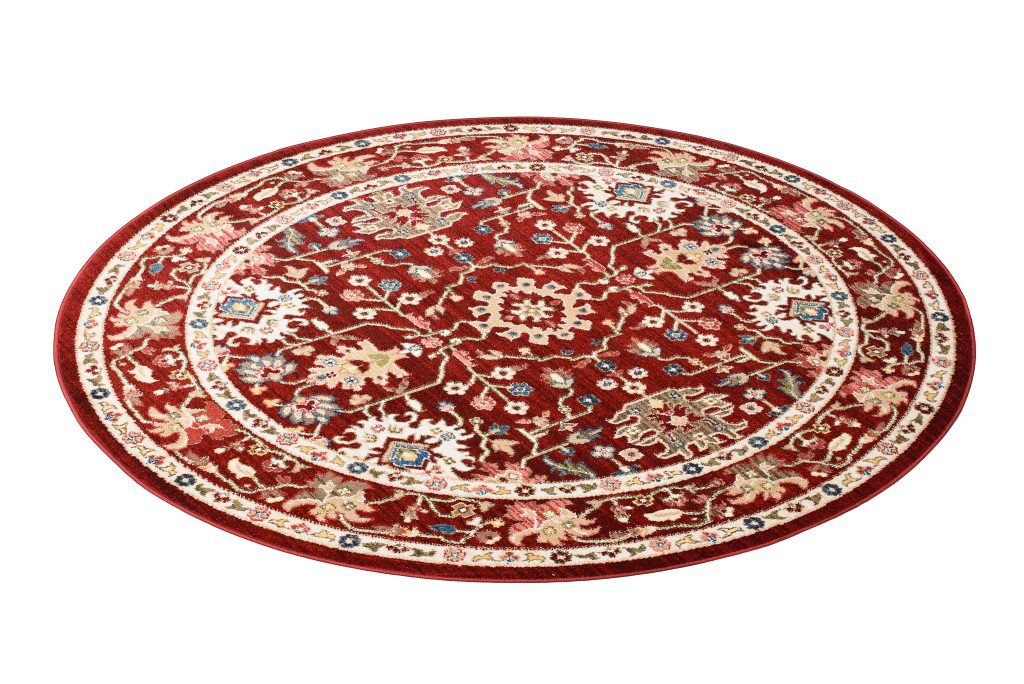 Tapis Rivoli Rond Rouge Traditionnel Ornamental