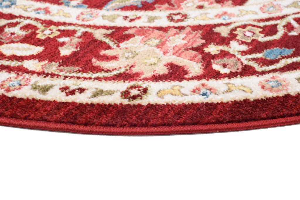 Tapis Rivoli Rond Rouge Traditionnel Ornamental