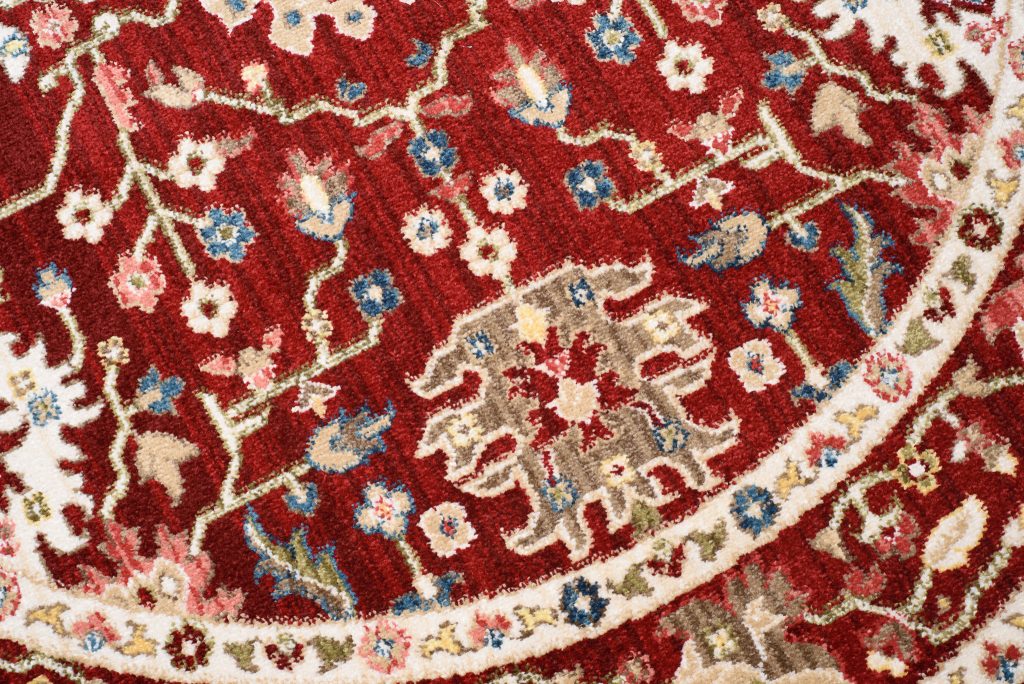 Tapis Rivoli Rond Rouge Traditionnel Ornamental