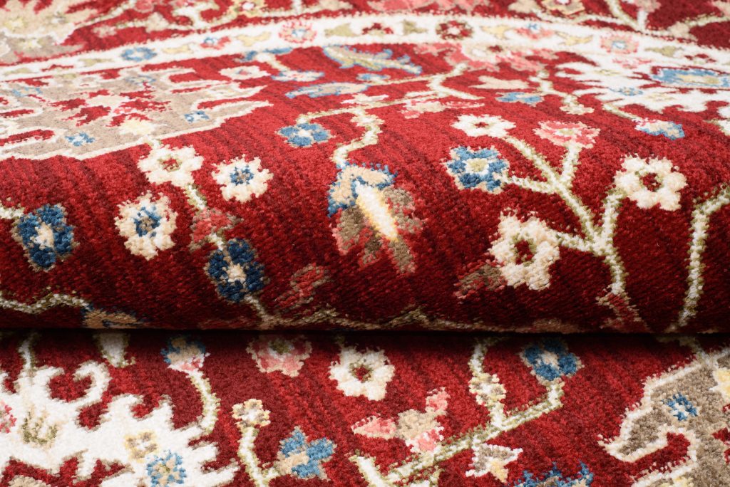 Tapis Rivoli Rond Rouge Traditionnel Ornamental