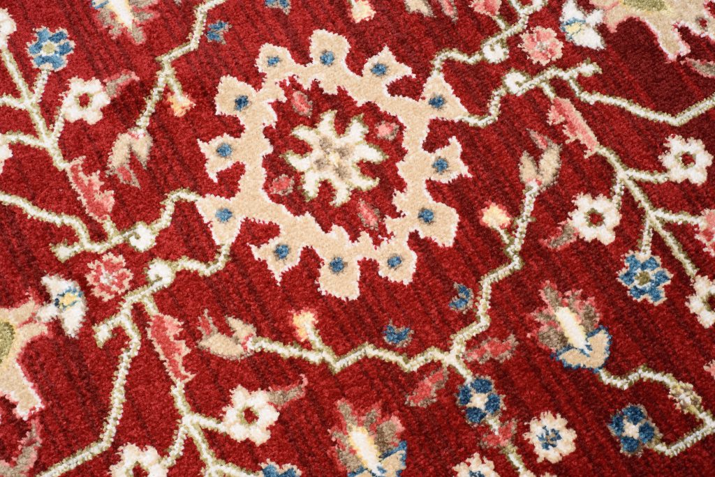 Tapis Rivoli Rond Rouge Crème Médaillons