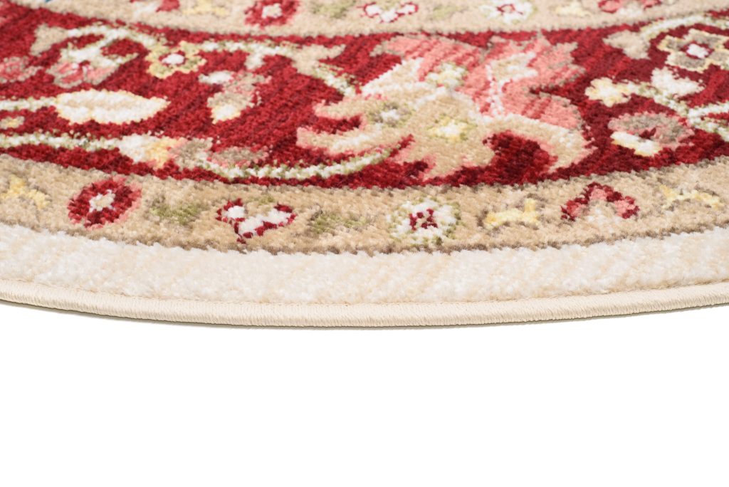 Tapis Rivoli Rond Crème Rouge Traditionnel