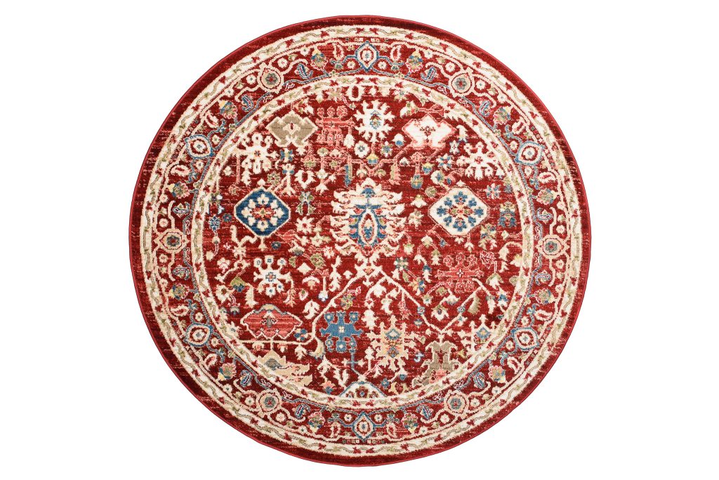 Tapis Rivoli Rond Rouge Crème Classique