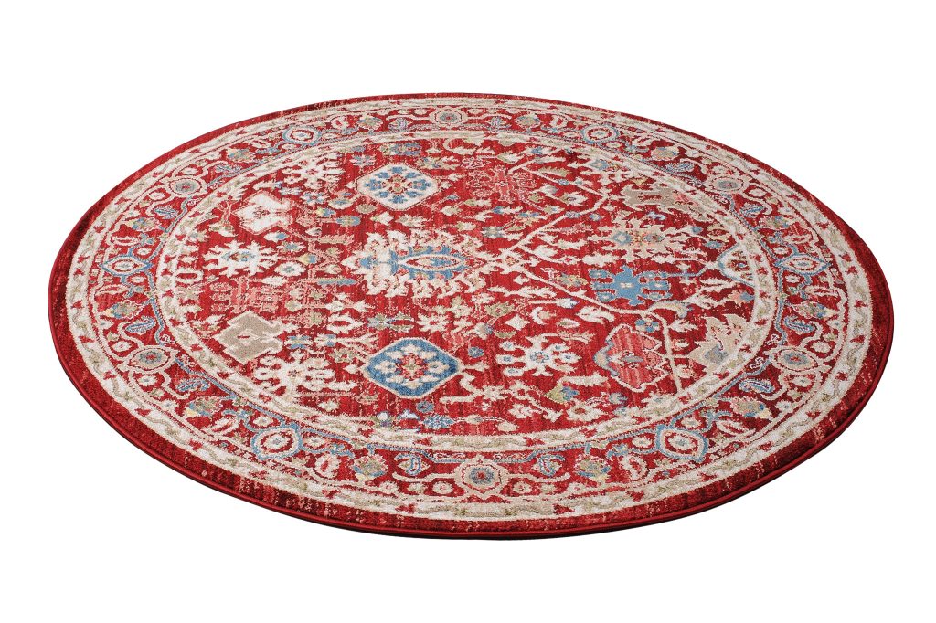 Tapis Rivoli Rond Rouge Crème Classique