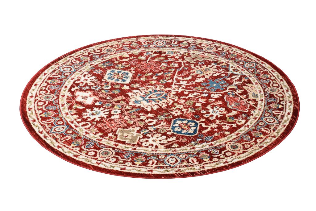 Tapis Rivoli Rond Rouge Crème Classique
