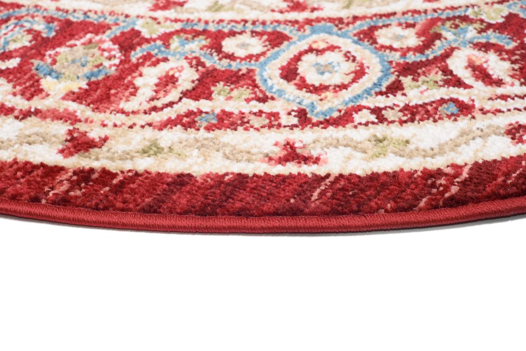 Tapis Rivoli Rond Rouge Crème Classique