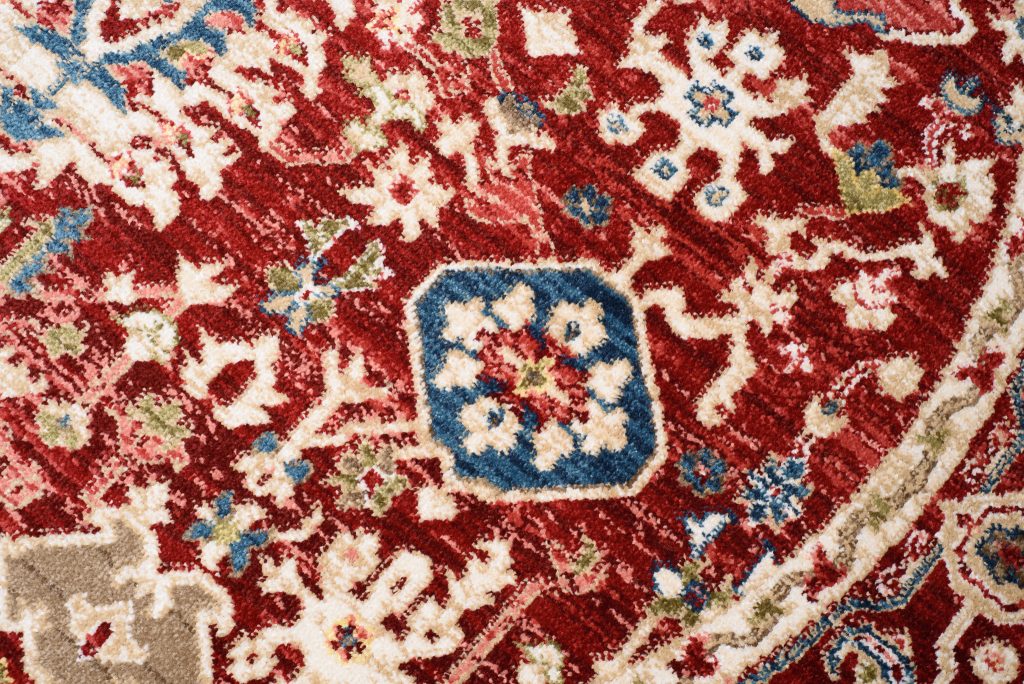 Tapis Rivoli Rond Rouge Crème Classique