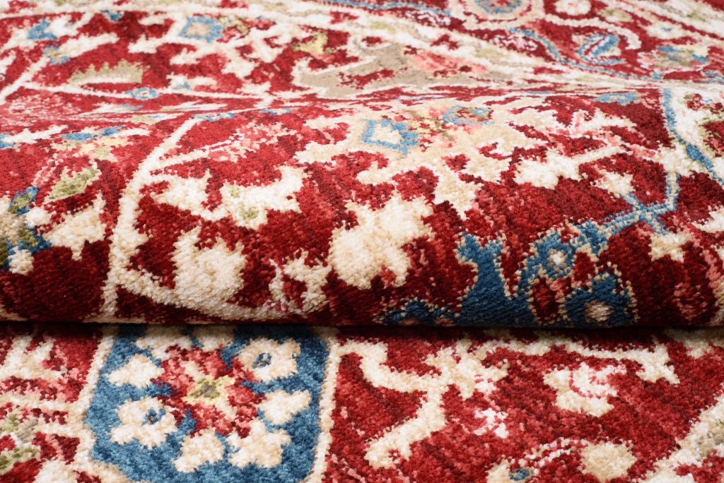 Tapis Rivoli Rond Rouge Crème Classique