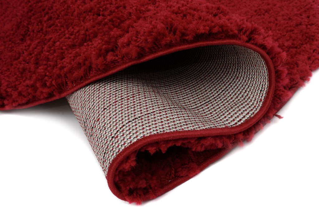 Tapis Essence Rond Shaggy Uni Rouge