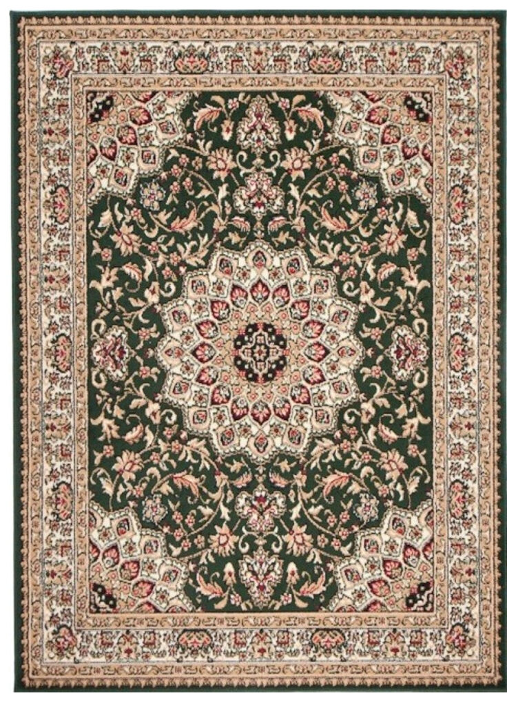 Tapis Atlas Vert Traditionnel Rosace Bordure