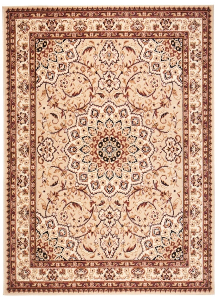 Tapis Atlas Beige Traditionnel Rosace Bordure