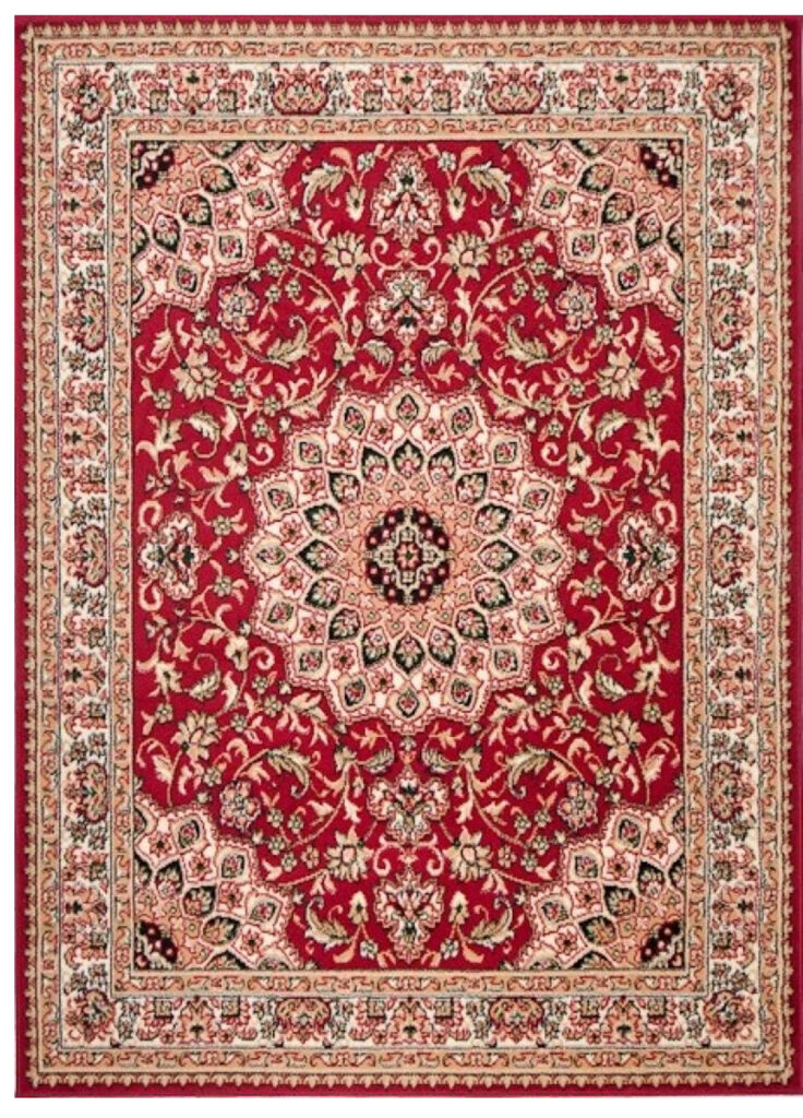 Tapis Atlas Rouge Traditionnel Rosace Bordure