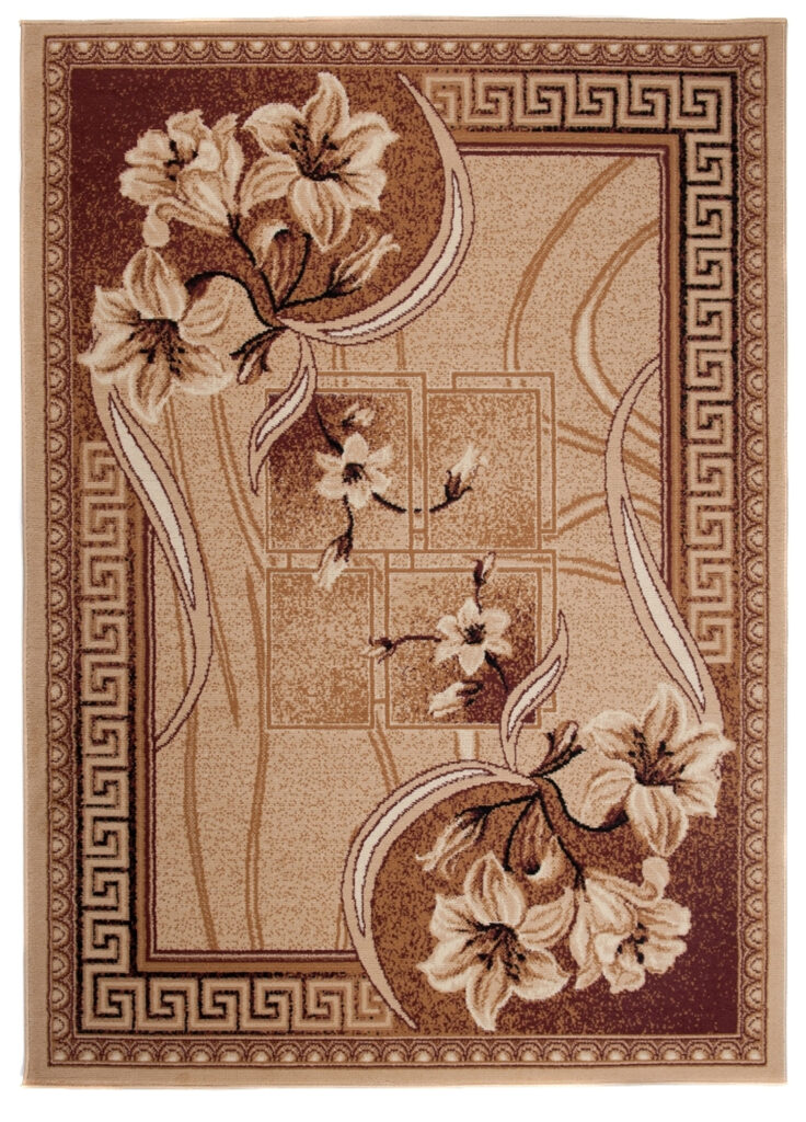Tapis Atlas Beige Marron Classique Floral